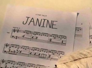 Notenblatt mit Name "Janine"