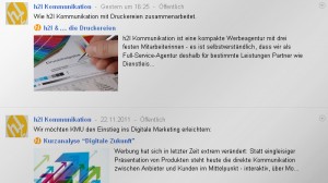 Zwei Statusmeldungen von der h2l-Google+-Seite